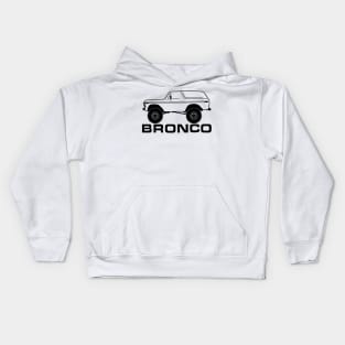 1978-1979 Bronco Side w/Tires, Black Print Kids Hoodie